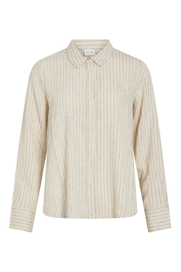 Vila Camisa &agrave;s riscas em viscose Tostado