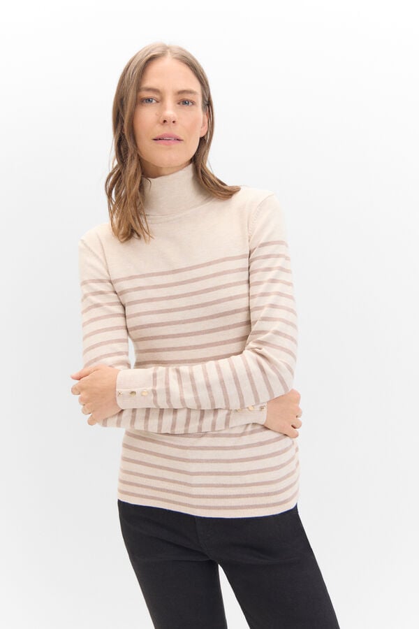 Cortefiel Two-tone striped jumper Beige