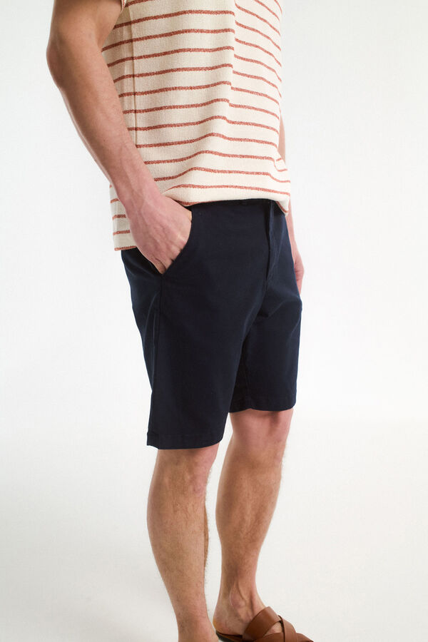Selected Shorts calças chino de linho Preto