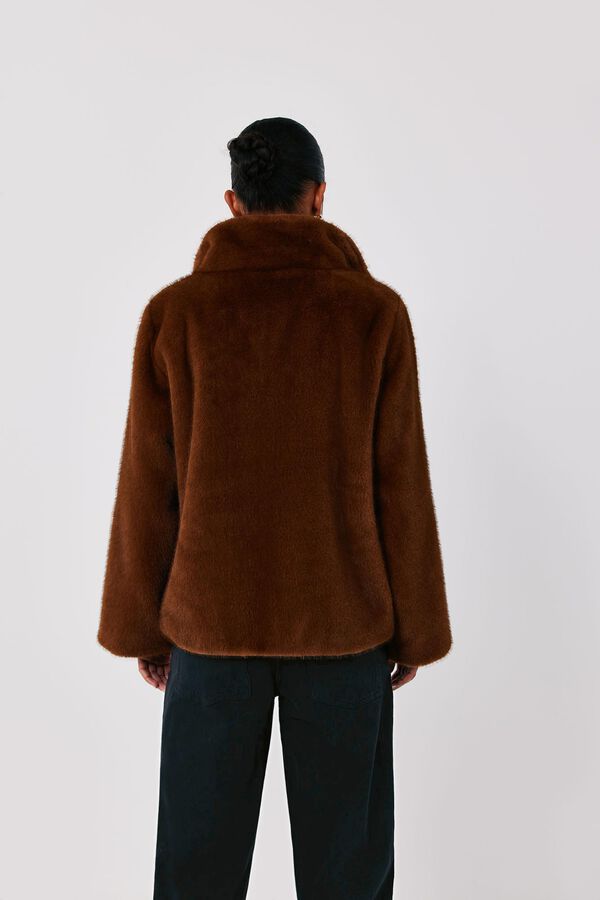 Cortefiel Faux fur jacket Beige