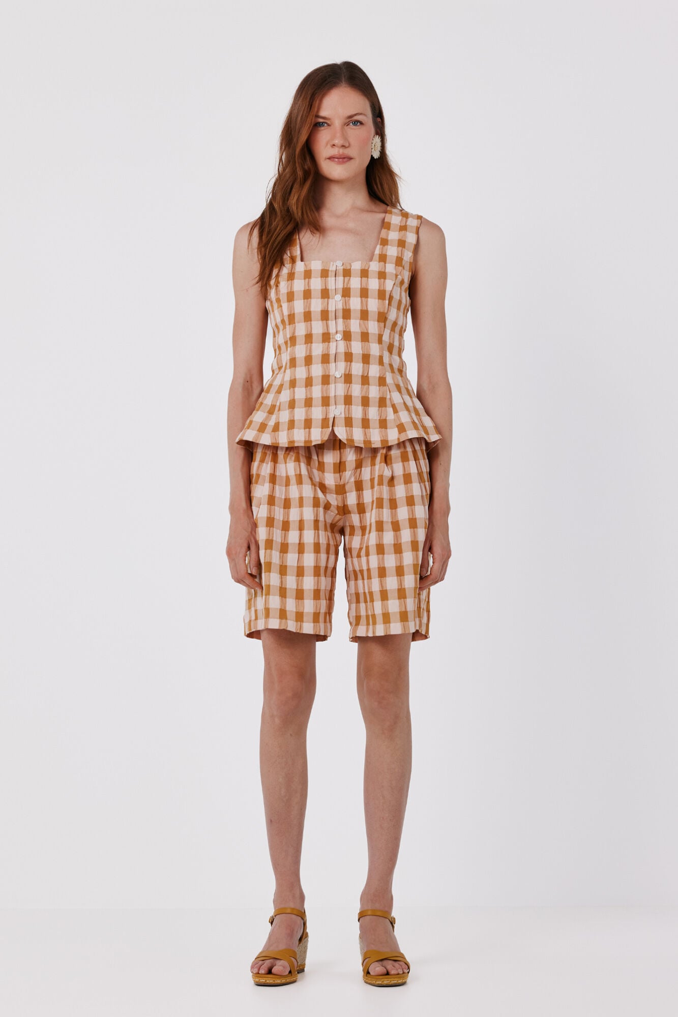 Cortefiel Vichy check top