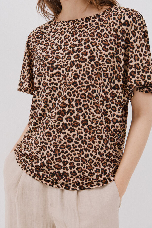 Cortefiel Essential fluid T-shirt Printed brown