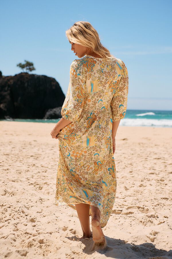 Jaase Vestido midi Ivy Amarelo