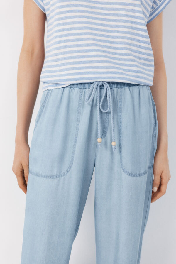 Cortefiel Tencel fluid trousers Blue