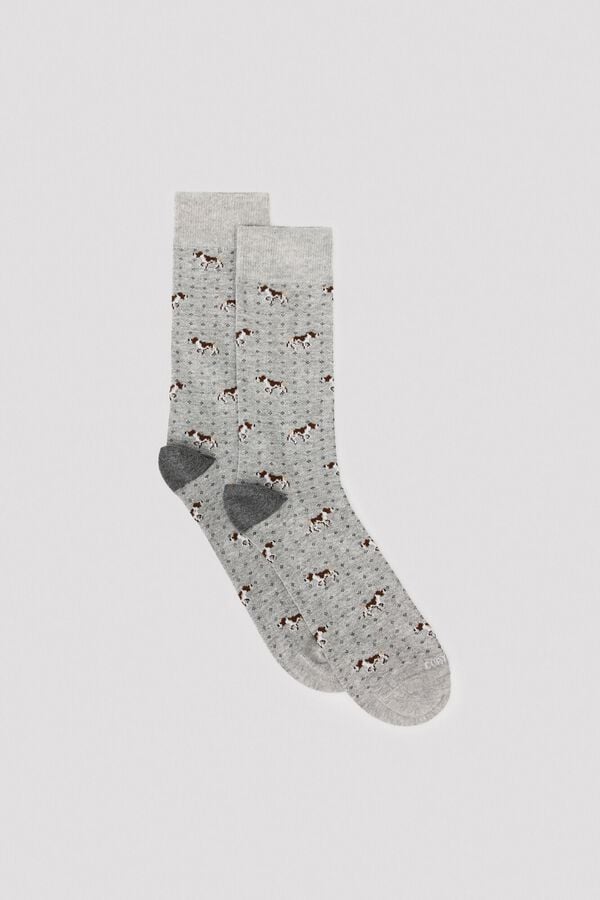 Cortefiel Animal print socks Grey