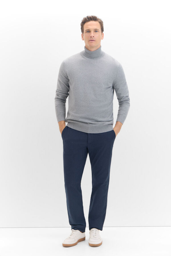 Cortefiel Cotton/silk cashmere high neck jumper  Grey