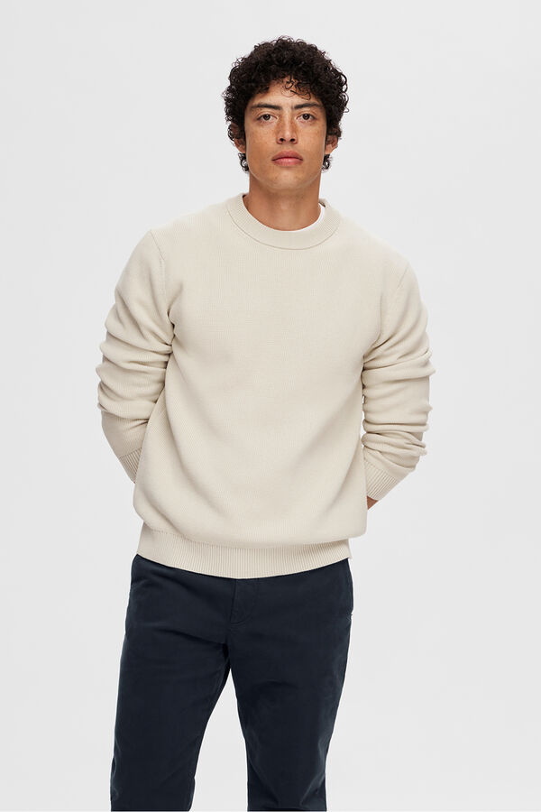 Selected Jersey estructura 100% algodón orgánico. Beige