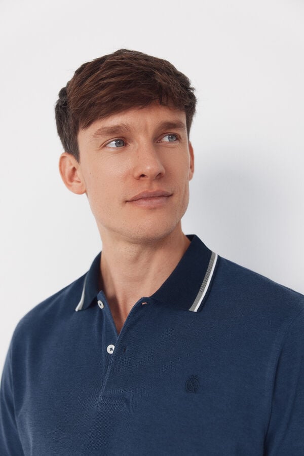 Cortefiel Oxford polo shirt Navy
