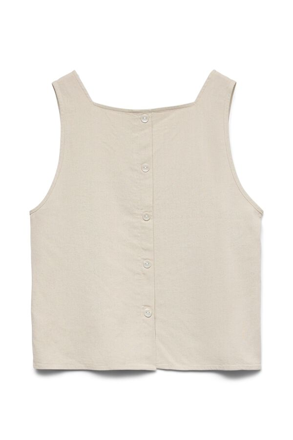 Vero Moda Top cropped em linho Tostado