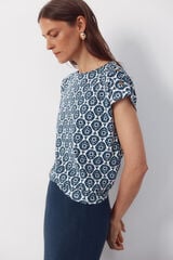 Cortefiel Basic t-shirt with gold buttons Printed white