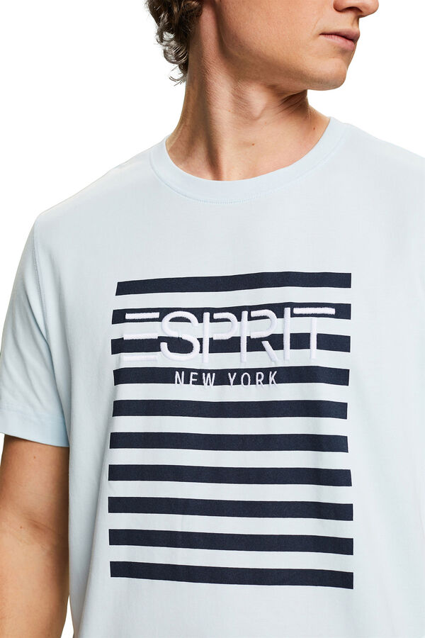 Cortefiel Regular-fit cotton logo T-shirt Blue