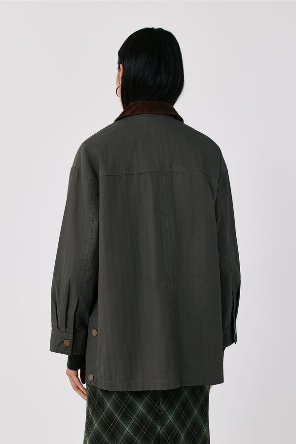 Cortefiel Long waxed parka Green