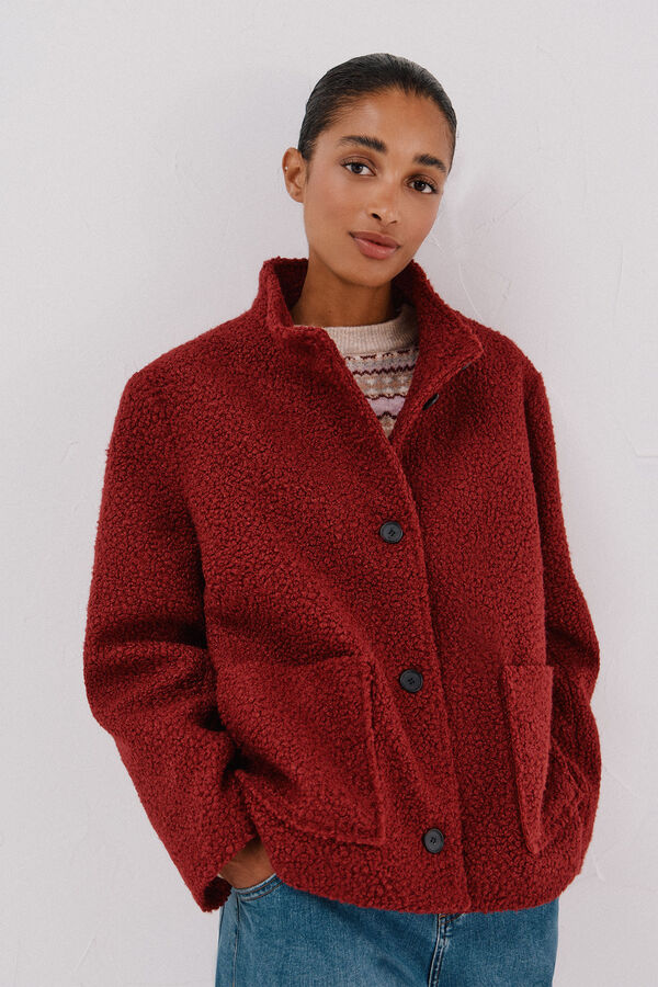 Cortefiel Short jacket made of soft fabric Maroon