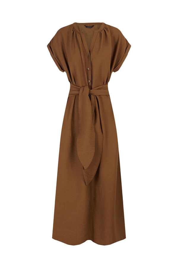 Cortefiel Printed belted dress Kaki