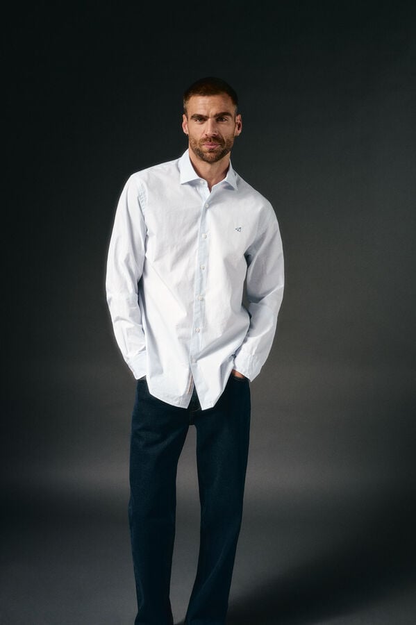 OOTO Camisa rayas popelín Azul