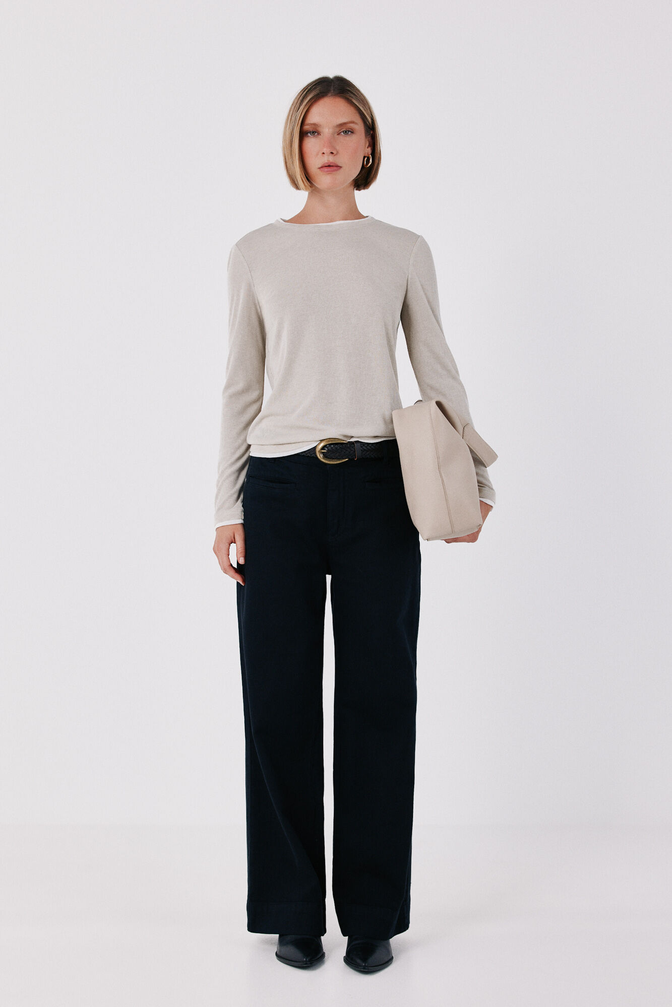 Cortefiel Contrast piping long sleeve T-shirt