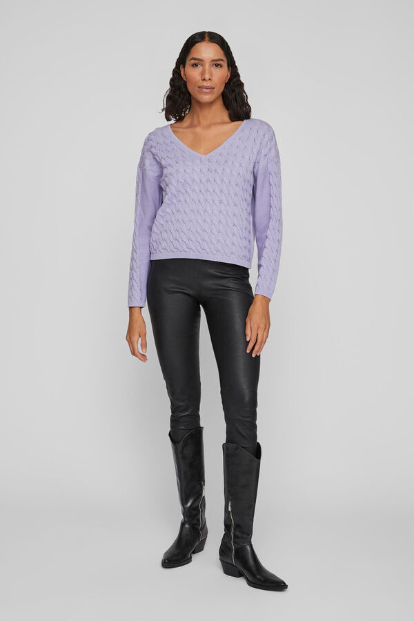 Cortefiel Cable knit jumper Lilac