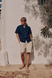 Selected Camisa manga curta 100% linho