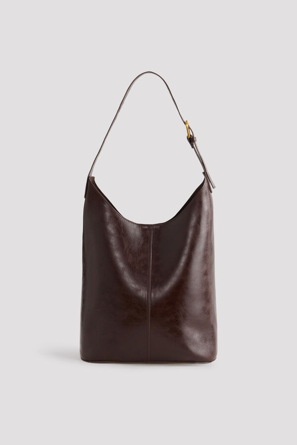 Cortefiel Large pouch bag Dark brown