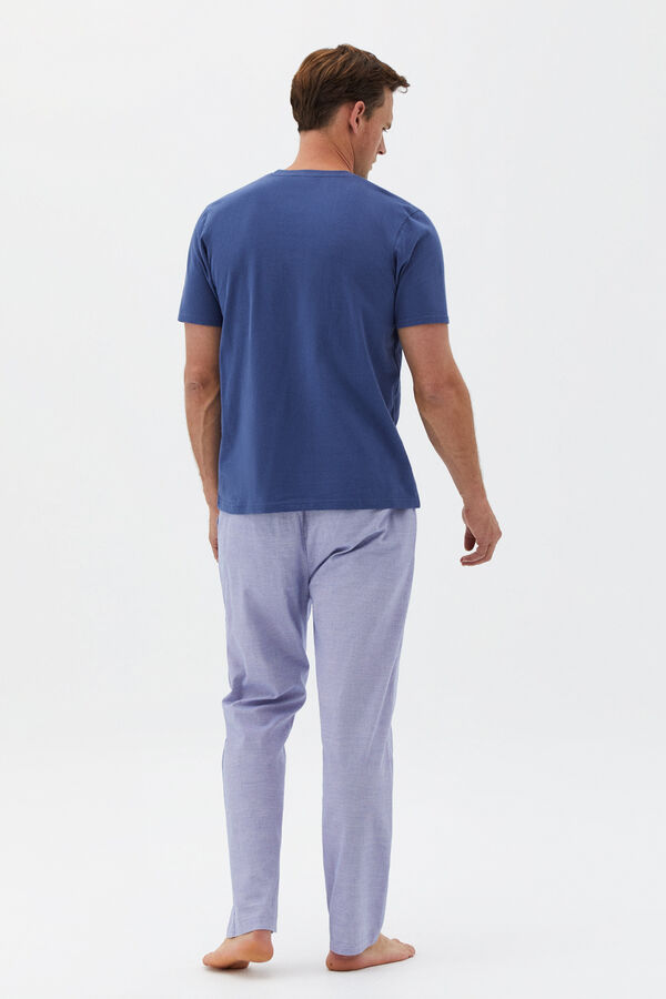 Cortefiel Pijama de malha e tecido Azul