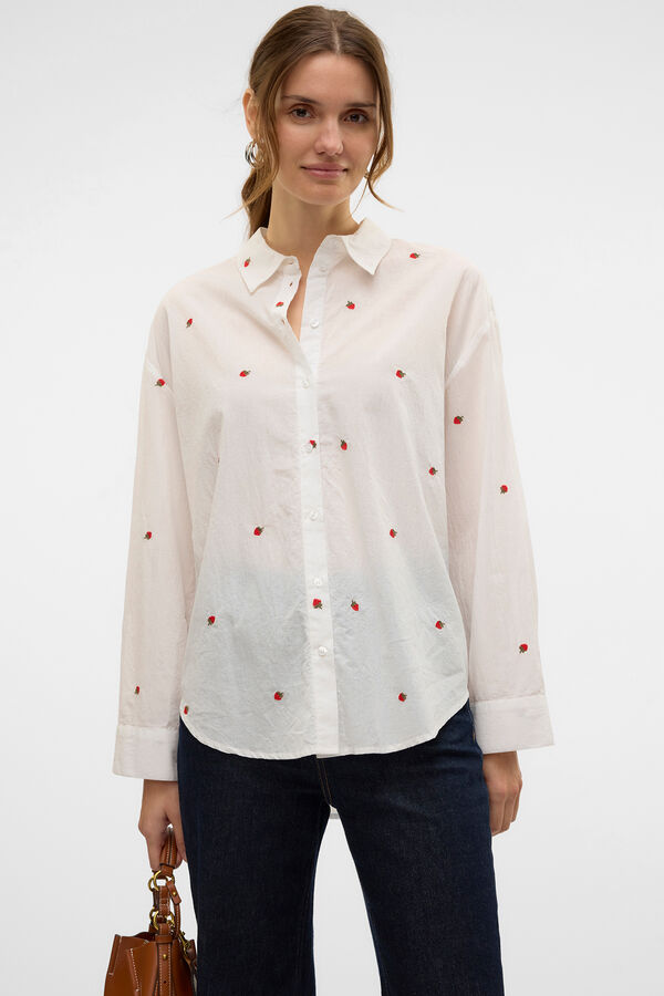 Vero Moda Camisa básica com bordado Branco