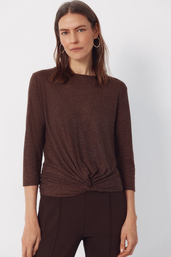 Cortefiel Knot t-shirt Brown
