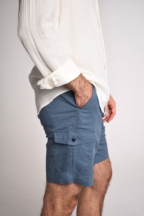 Cloking Linen cargo Bermuda shorts Blue