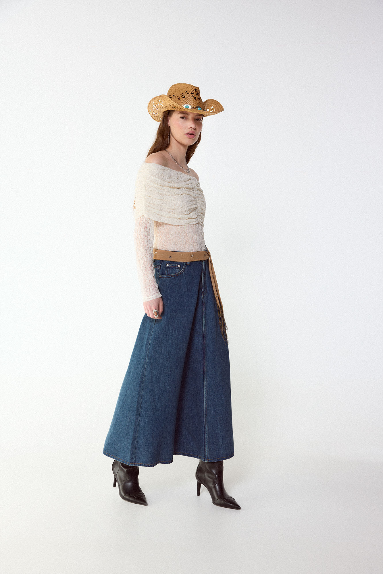 Slowlove Saia comprida de ganga