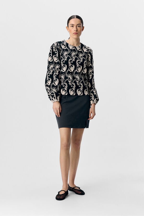 Object Blusa de tecido bordado Preto