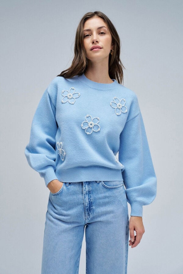 Salsa Jeans Camisola de malha com pérolas Azul