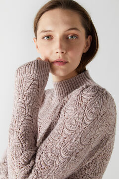 Cortefiel Jersey-knit jumper with puff sleeves Lilac