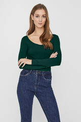 Cortefiel Tight fit long-sleeved round neck top Green