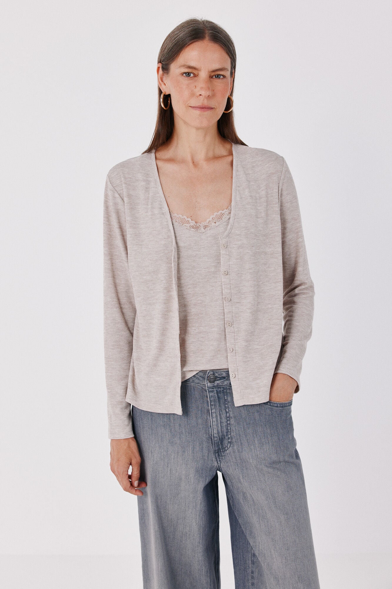 Cortefiel Lace detail double cardigan