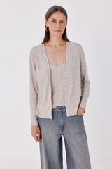 Cortefiel Lace detail double cardigan Nude
