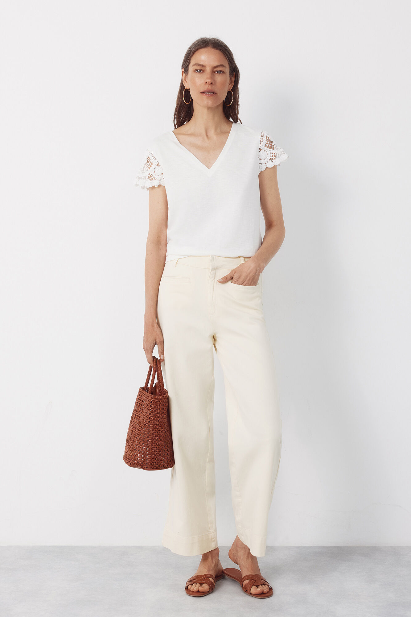 Cortefiel Crochet sleeve sleeve -shirt