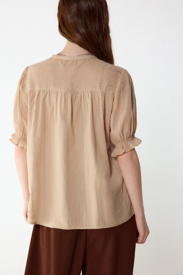 Slowlove Blusa dobby fluida Castanho