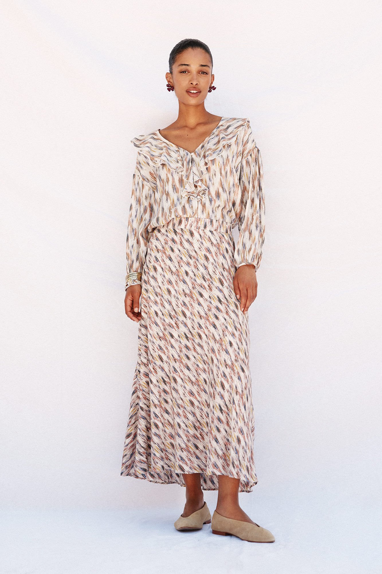 Cortefiel Printed flared skirt