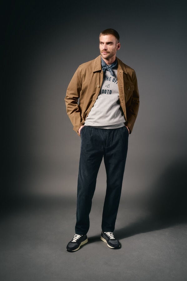 OOTO Calças de veludo veludo com elástico Azul