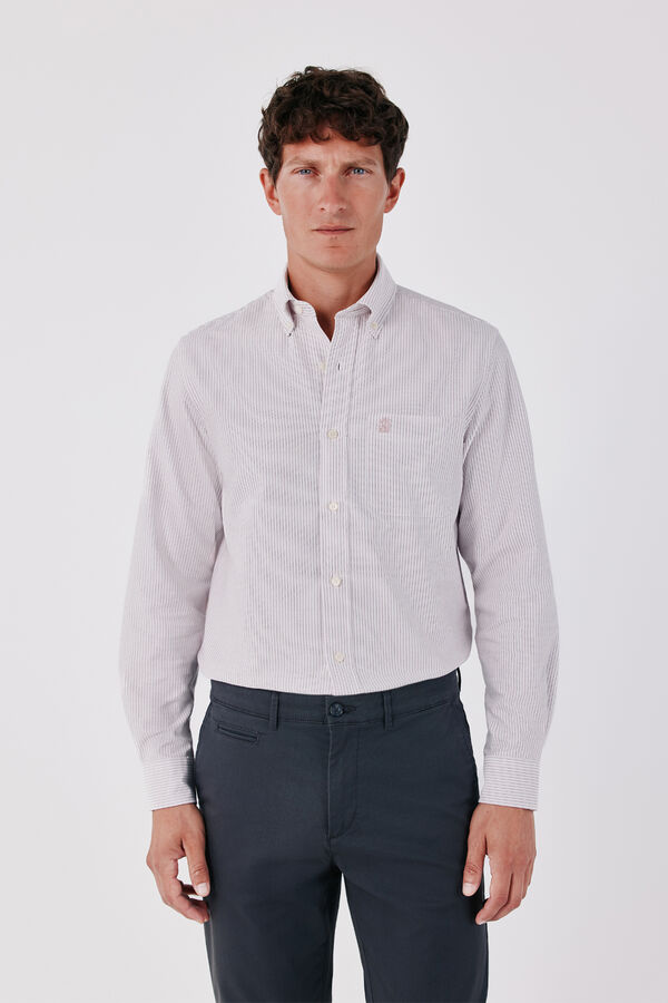 Cortefiel Candela striped Oxford shirt Pink