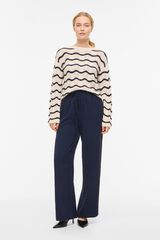 Vila Organic cotton pointelle knit jumper Printed blue