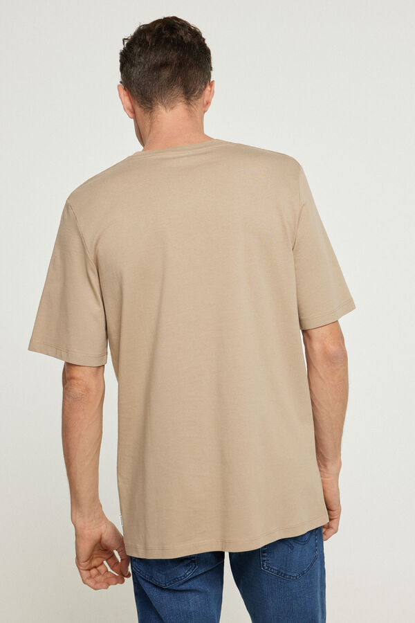 Cortefiel Short-sleeved organic cotton T-shirt Beige