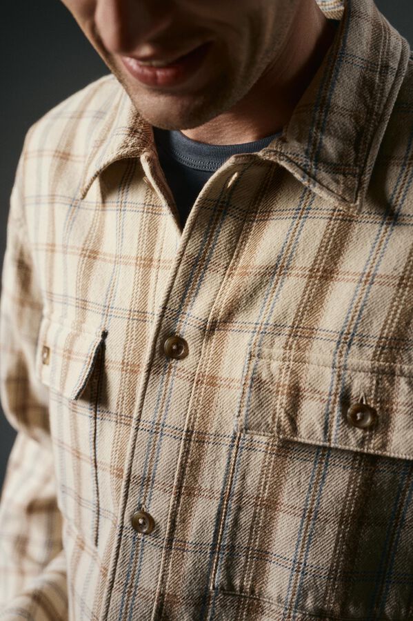 OOTO Sobrecamisa de xadrez Tostado