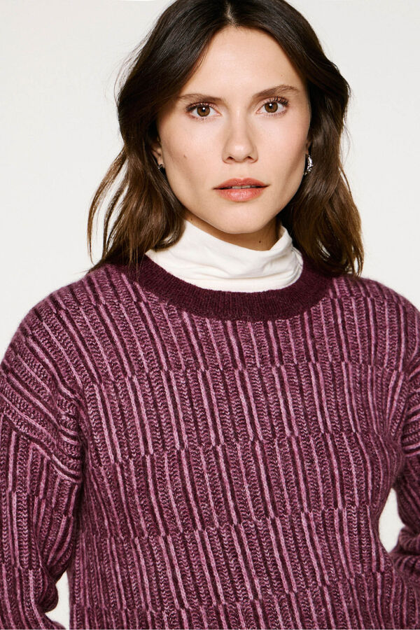 Selected Camisola de gola caixa de alpaca e lã Roxo