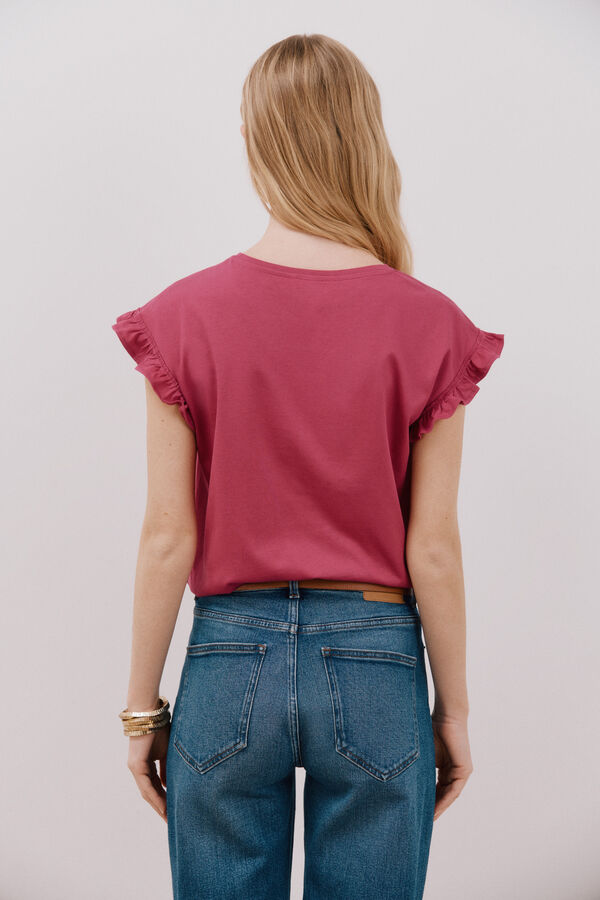 Cortefiel Essential ruffle t-shirt Purple
