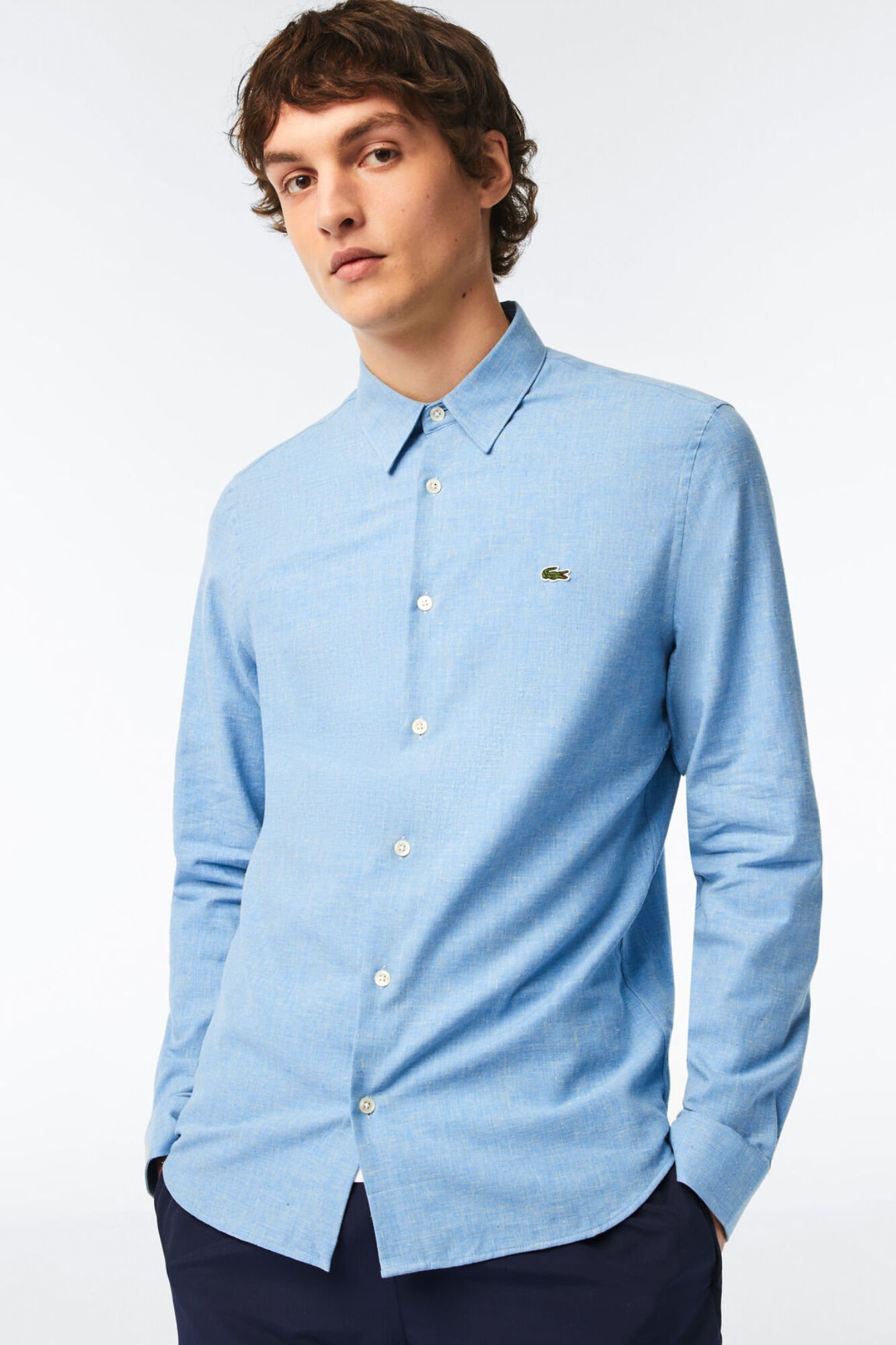 Lacoste Camisa lisa em algod&atilde;o