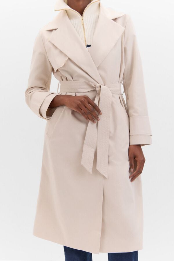 Cortefiel Long trench coat Ivory