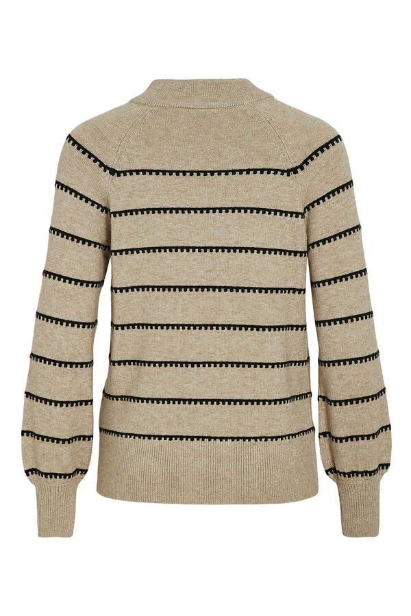 Cortefiel High neck striped sweater Nude