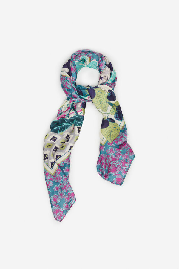 Cortefiel Floral silk scarf Printed purple