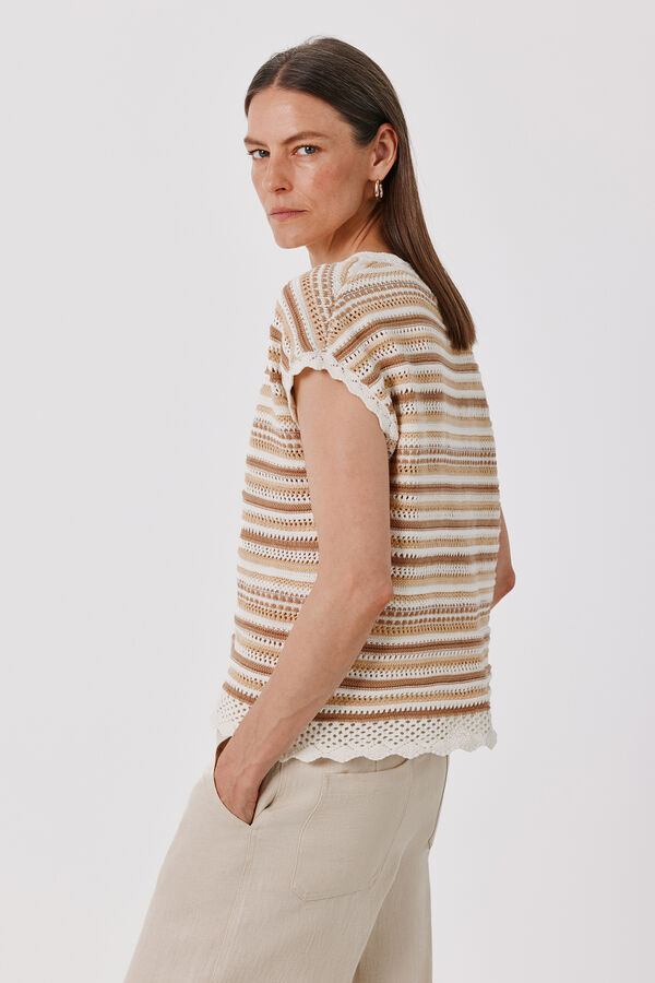 Cortefiel Multicoloured knit jacket Ivory