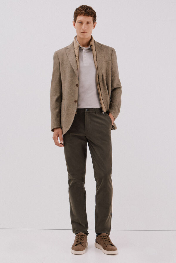 Cortefiel Wool blazer with removable lining Beige